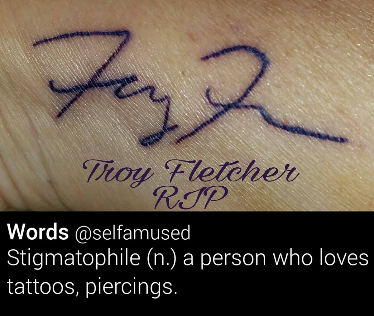 fletchertoo's tweet photo. @daisymartell @crissybayless @MissHellTX #NewInk #WordOfTheDay #Stigmatophile I finally had my #Tattoo fixed. The original was lackluster. https://t.co/z3Xc02NLgb