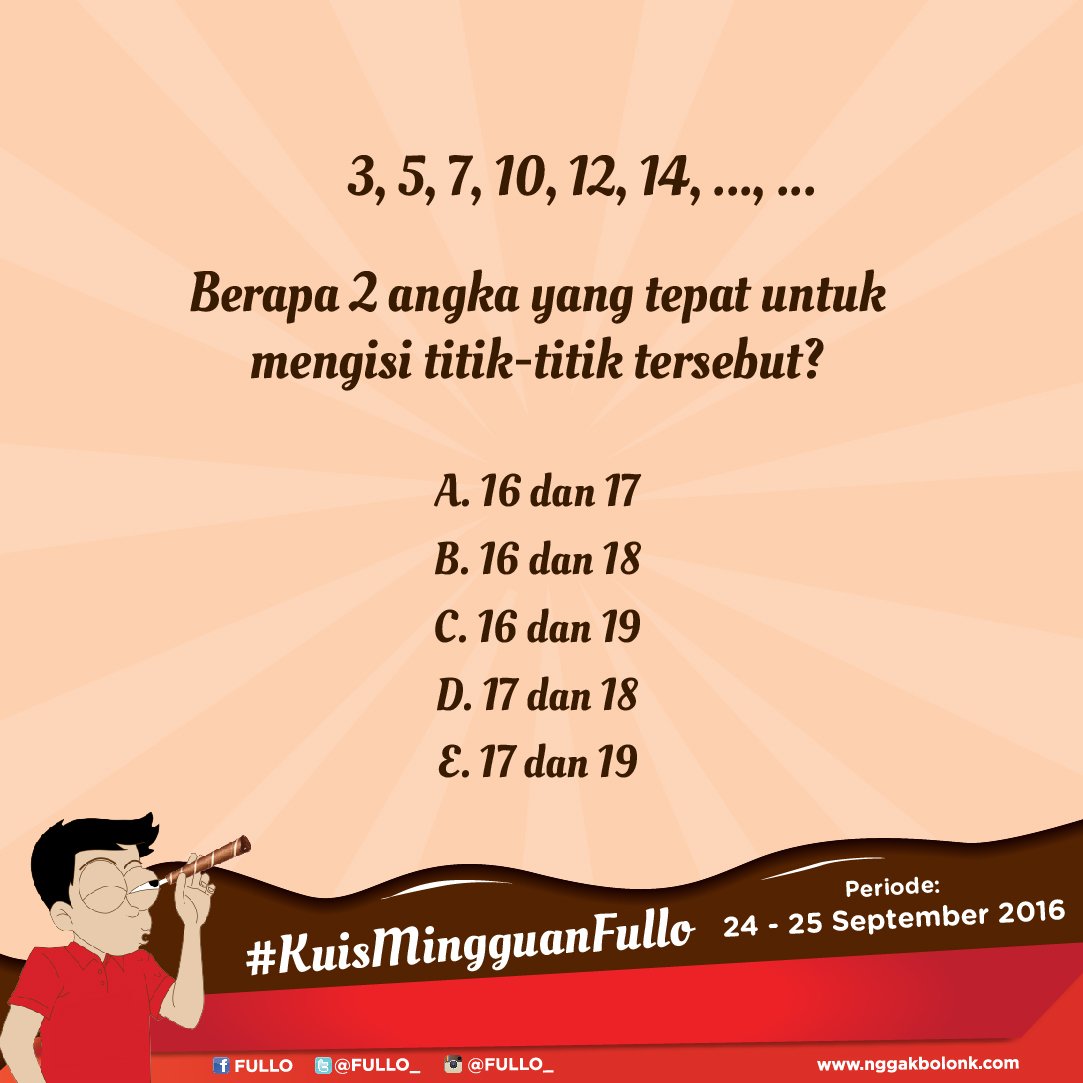 FULLO_'s tweet photo. Fullovers, yuk ikutan #KuisMingguanFullo periode 24 – 25 September 2016! Berapa 2 angka yang tepat untuk mengisi titik-titik tersebut? https://t.co/TlLfEm1yI1