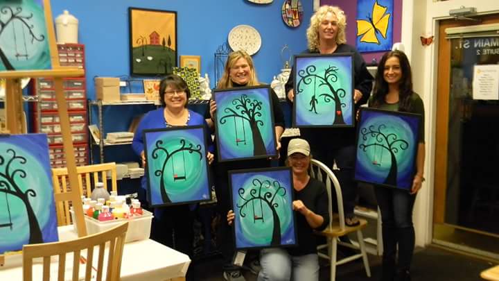 skillint's tweet image. Paint night with the ladies.one of the pictures are different. .lol