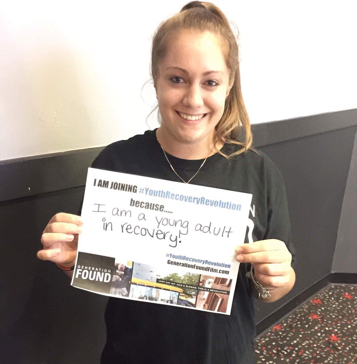 genfoundfilm's tweet photo. "I am joining the #YouthRecoveryRevolution because I am a young adult in recovery." #RecoveryMonth2016 #GenerationFoundFIlm https://t.co/k0cuIBH4x4
