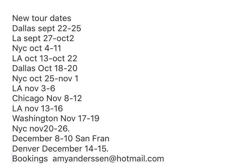 Amy Anderssen On Twitter Updated Tour Dates…