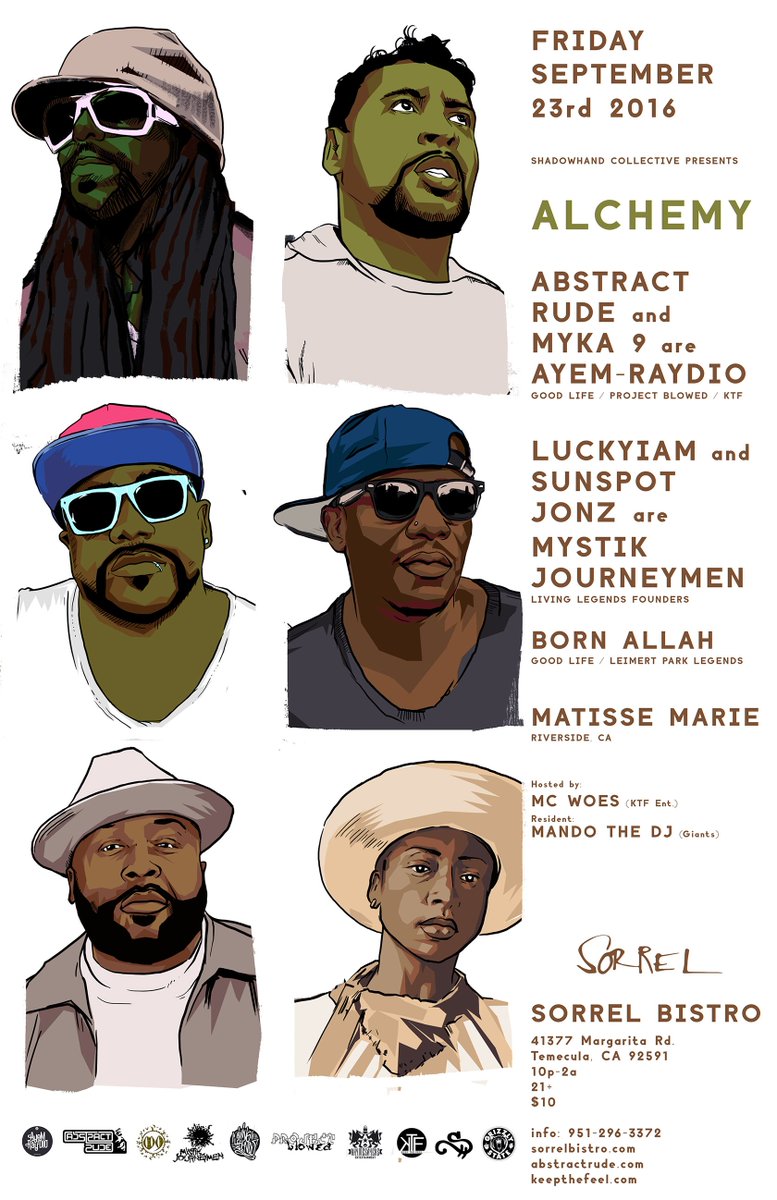 FlowAndTell's tweet photo. Tonight its #Alchemy in #Temecula w/ #AyemRaydio #MystikJourneymen @LAbornallah #matissemarie @mandothedj @mcwoes @bsquidvicious #FATTour https://t.co/WgyAlsPVkF