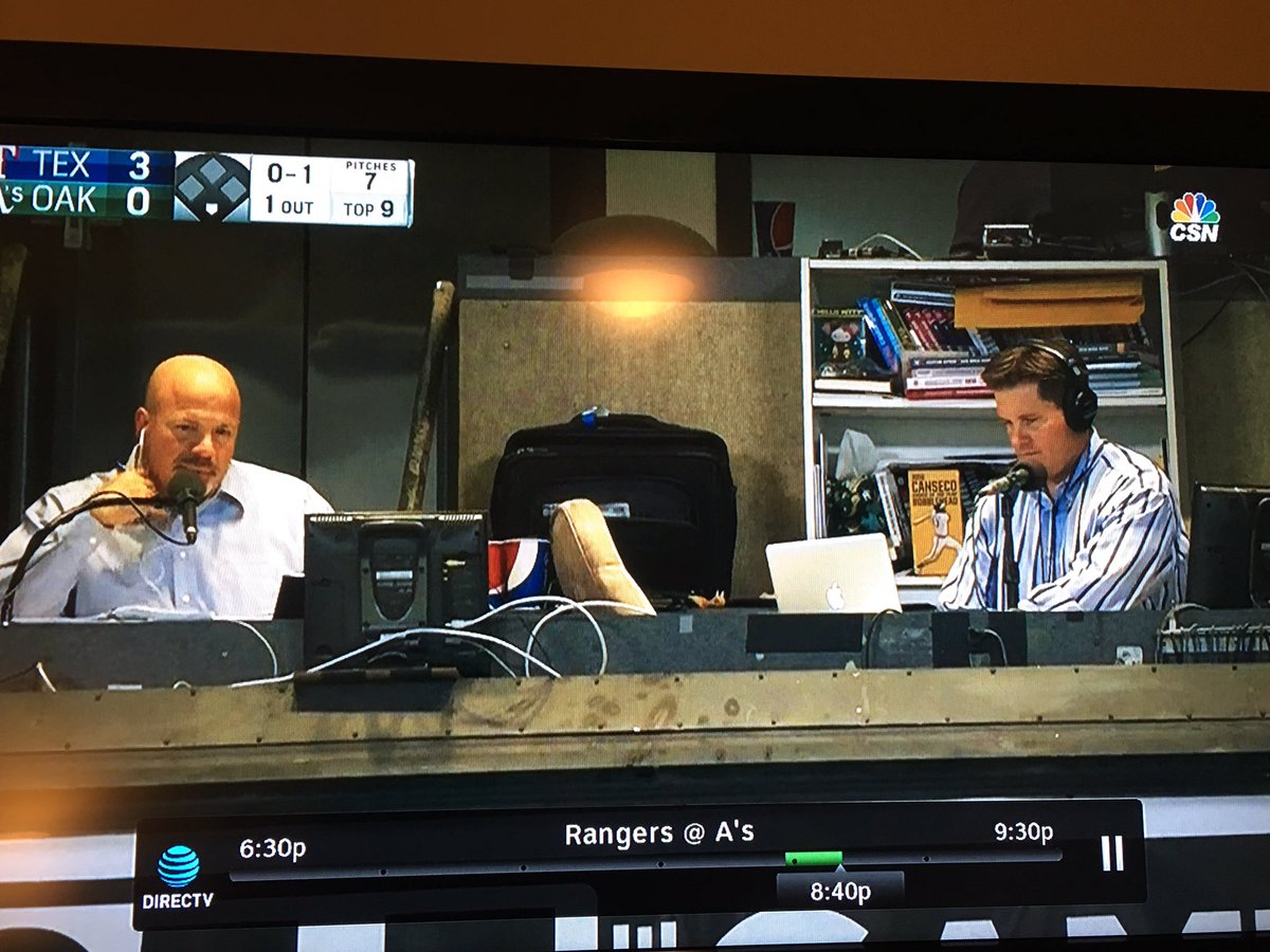 So fun to listen to my friend <a href="/townsendradio/">Chris Townsend</a> on <a href="/957thegame/">95.7 The Game</a> calling the <a href="/Athletics/">Athletics</a> game tonight.