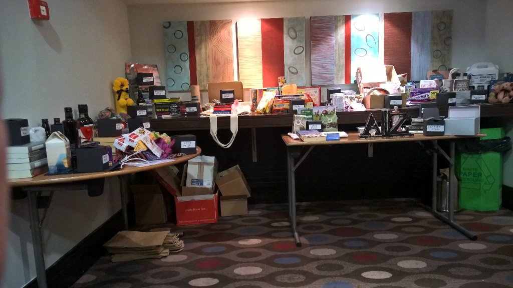 BCOslo2017's tweet photo. Loads of raffle prizes at #bcuncon2016 #bookcrossing https://t.co/61G6hFXsJR