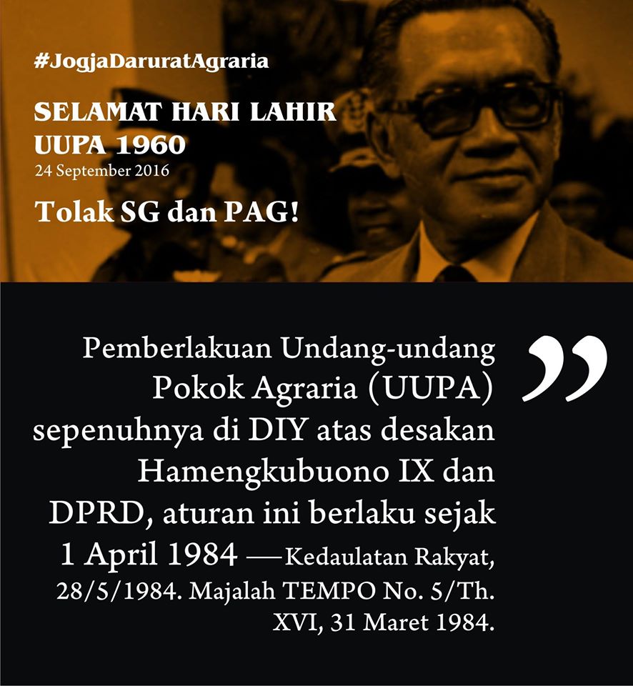 JDAgraria's tweet photo. Hidup Petani!
Hari ini adlh #HariTaniNasional2016, Petani tdk bs lepas dr tanah. Mimin akn ulas sjrh pertanhan di DIY.

#JogjaDaruratAgraria https://t.co/O8jdIGogXX