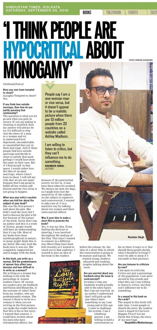 Bdeepshikha's tweet photo. @_RavinderSingh_ #ThisLoveThatFeelsRight deals with forbidden luv. Here's what #Ravinder says about luv cheating @RavinReaders @bookfanbot https://t.co/nE1HPP1CeT