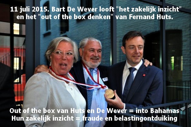 peter_mertens's tweet photo. Op 11 juli 2015 loofde Bart De Wever de heer F. Huts voor zijn 'out-of-the-box-denken' en zijn 'zakelijk inzicht'. #BahamasLeaks #Hutsgate https://t.co/og7fP5wHQc