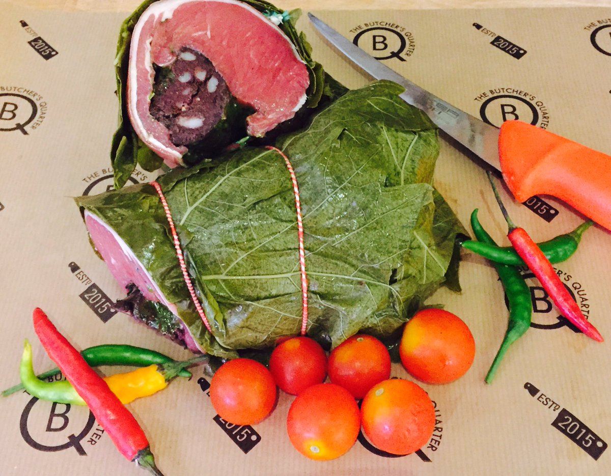 BQ_BossMike's tweet photo. Lamb noisette wrapped with vine leaves Mmmmm #manchestermeats #NQ #BQ #locallamb https://t.co/bhedEqqELf