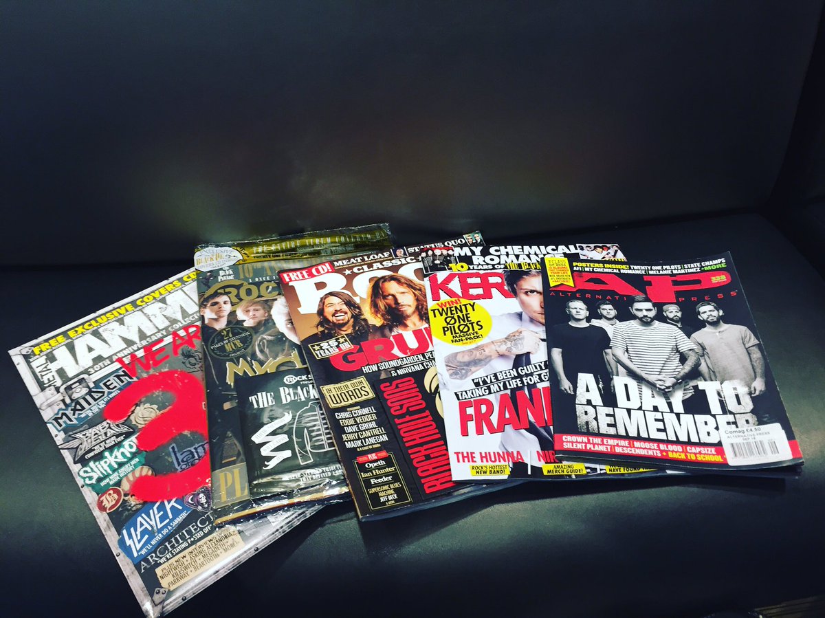 MayhemOfficial's tweet photo. Picked up some research for the flight🤘🏻 #rockmagazines #ukmetal #ukrock #travelmayhem #madamemayhem https://t.co/O3qCIqZrDI