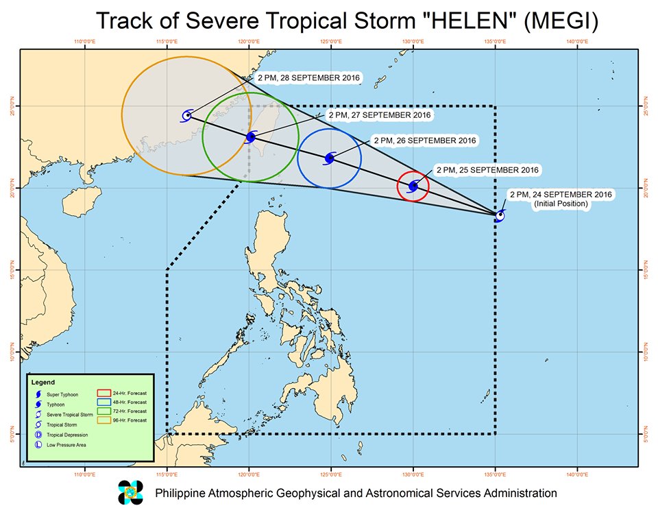 ABSCBNNews's tweet photo. #HelenPH is forecast to move West Northwest at 25 kph. | via @dost_pagasa https://t.co/FEG7EWJGHG