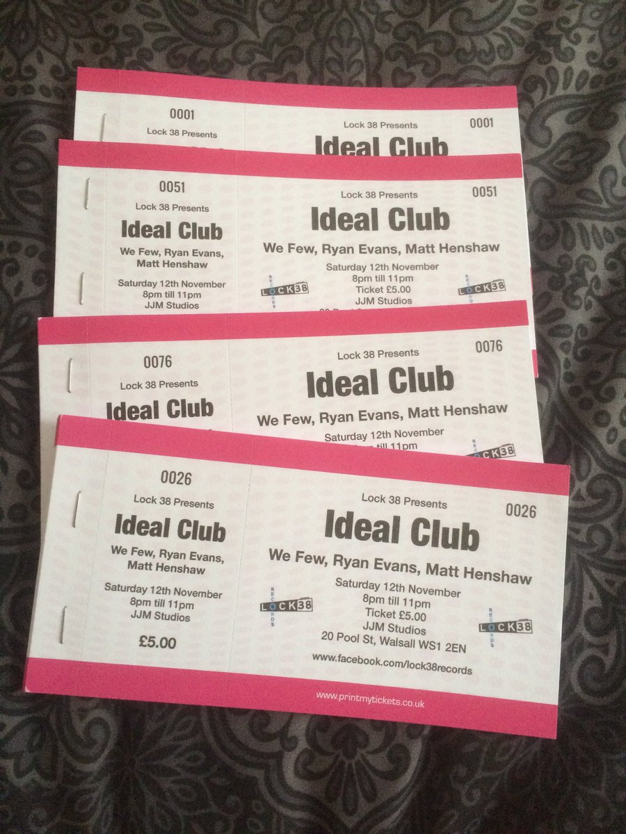 Walsall tickets! <a href="/Idealclubband/">Ideal Club</a> <a href="/WeFewOfficial/">We Few</a> <a href="/_RyanEvansUK/">Ryan Evans</a> <a href="/MattHenshaw11/">Matt Henshaw 🚛💨🍊🐺🦉🐻</a> @StudiosJJM