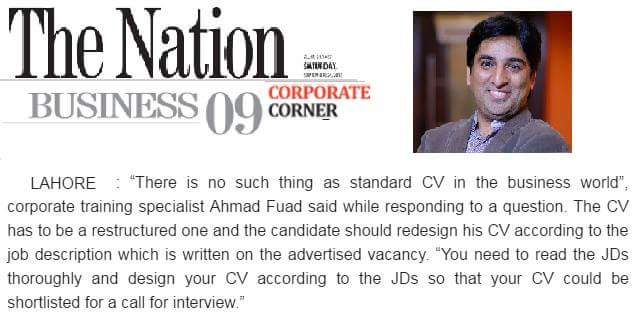 iamahmadfuad's tweet image. Talk to Daily @The_Nation on #CVDevelopment - Published in today&apos;s newspaper. #CorporateCorner #Business #Students #Pakistan #Youth