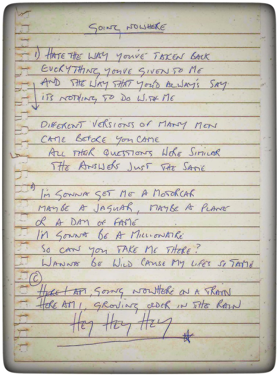 Oasisdna How Bout That Going Nowhere Demo Noelgallagher S Handwritten Lyrics From My Oasiscollection Oasismusic Oasisbeherenow T Co Fvqma8uhin