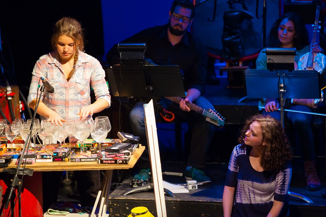 Nikki playing the beautiful Wine Glass Harp with #TheMusicOfJunk