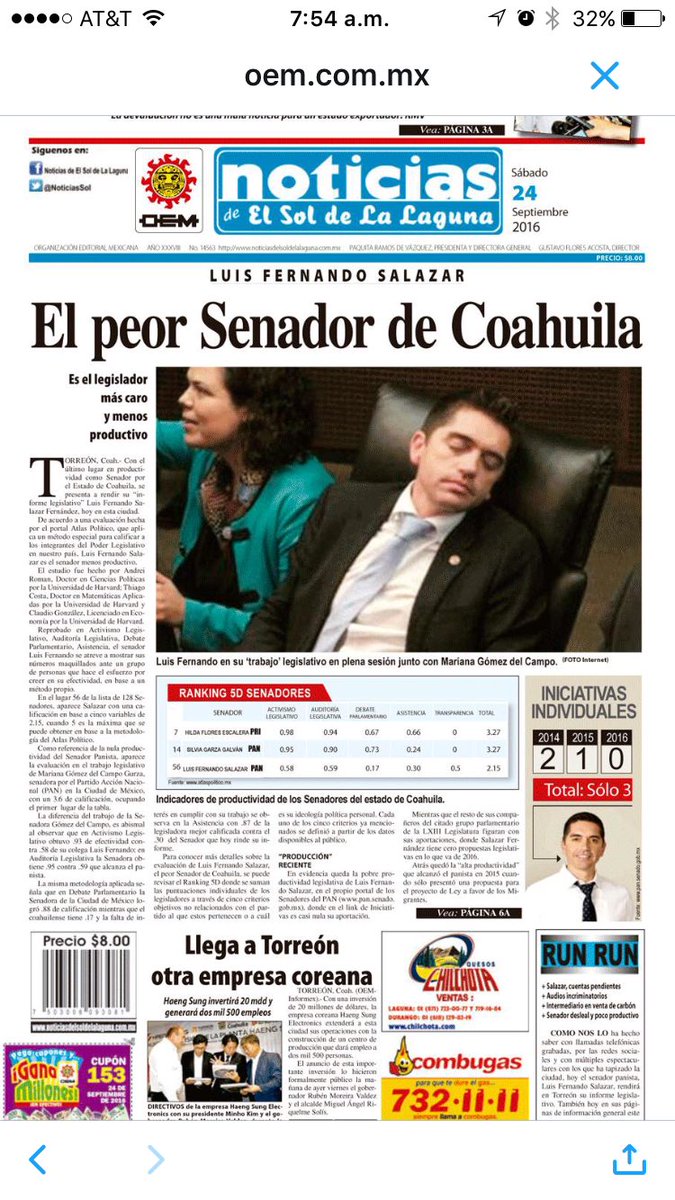 BadNewsLaguna's tweet image. El "trabajo legislativo" de @SalazarLuisFer hoy en #Torreon #SenadorHuevon el #PeorSenadordeCoahuila