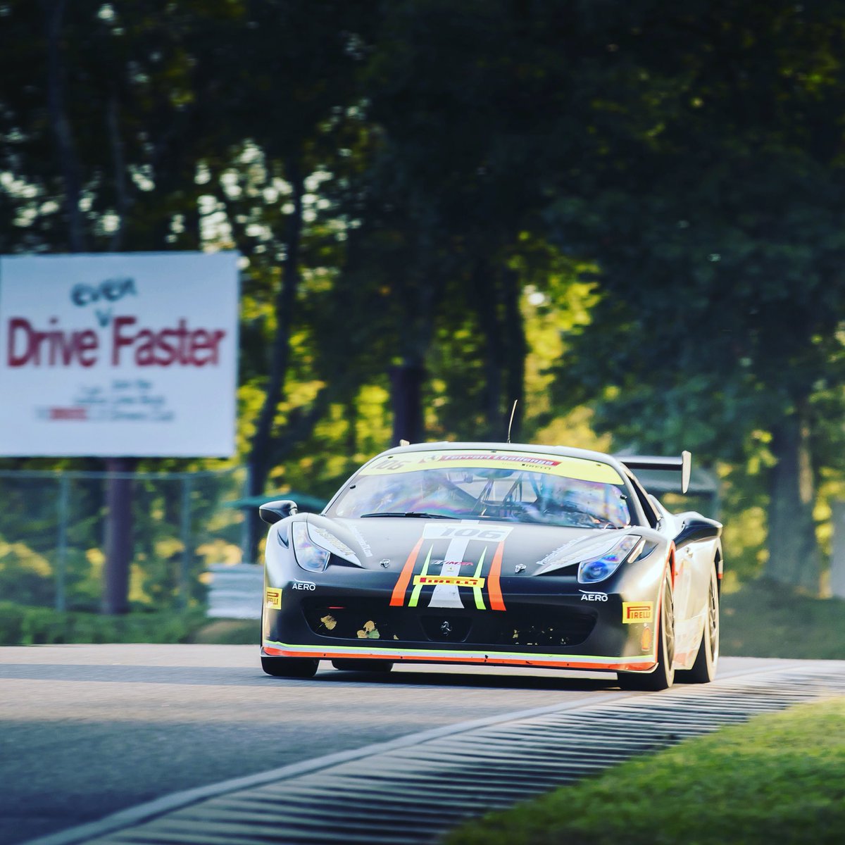 Scuderia_Corsa's tweet image. #DriveFaster, no better caption for our #FerraiChallenge driver #KarlWilliams on P2 today @limerockpark!! 👏🏆🏆🚗💨