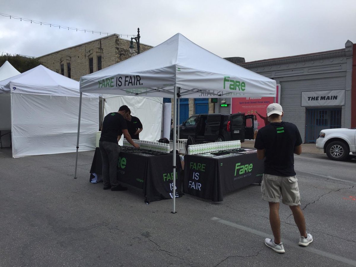 DriveFARE's tweet photo. Setting up at #PecanStreetFestival Use code PECANSTREET when you create your account. #RideSafe #RideFare https://t.co/lgF7zJ7Bn3