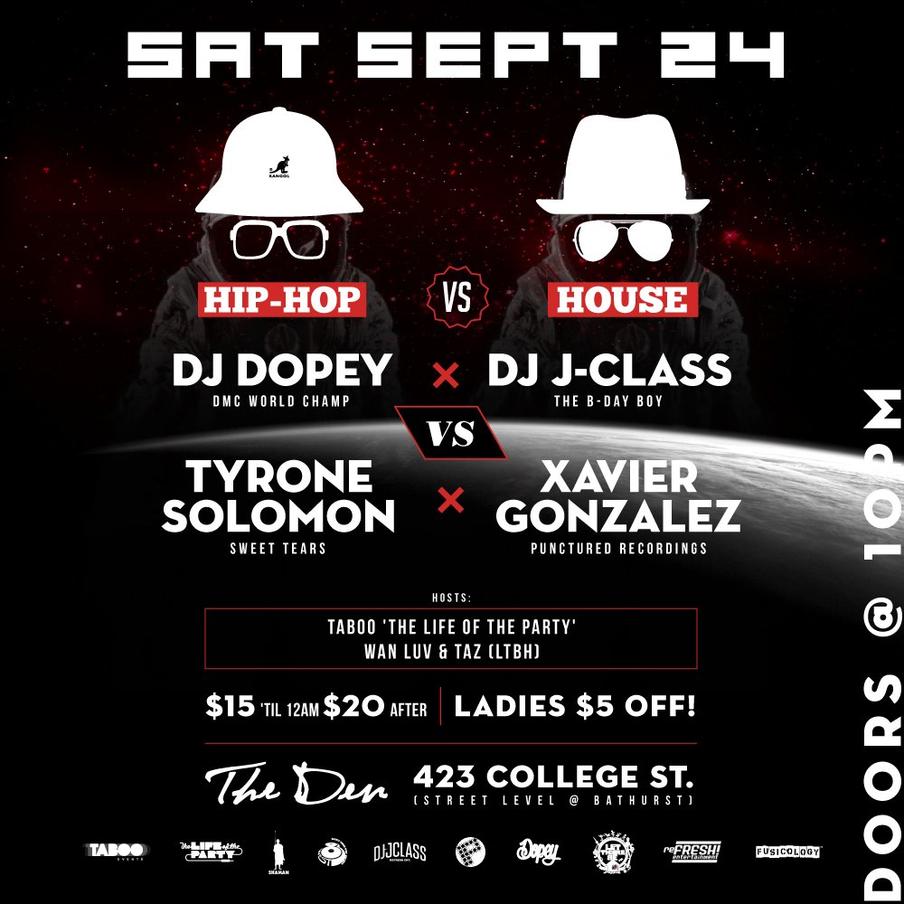 TONIGHT! <a href="/HipHopVsHouse/">Sat.Mar.4th @ Nest</a> ft. <a href="/djdopey/">DollfacedGremlin</a> &amp; b-day boy <a href="/djjclass/">J-Class</a> vs. @tyronesolomon &amp; <a href="/XAV1TO/">Xavier Gonzalez</a> Ladies $5 off! #423CollegeSt <a href="/wanxo/">wanluv</a> <a href="/JackDeclared/">LetThereBeHouse.ca</a>