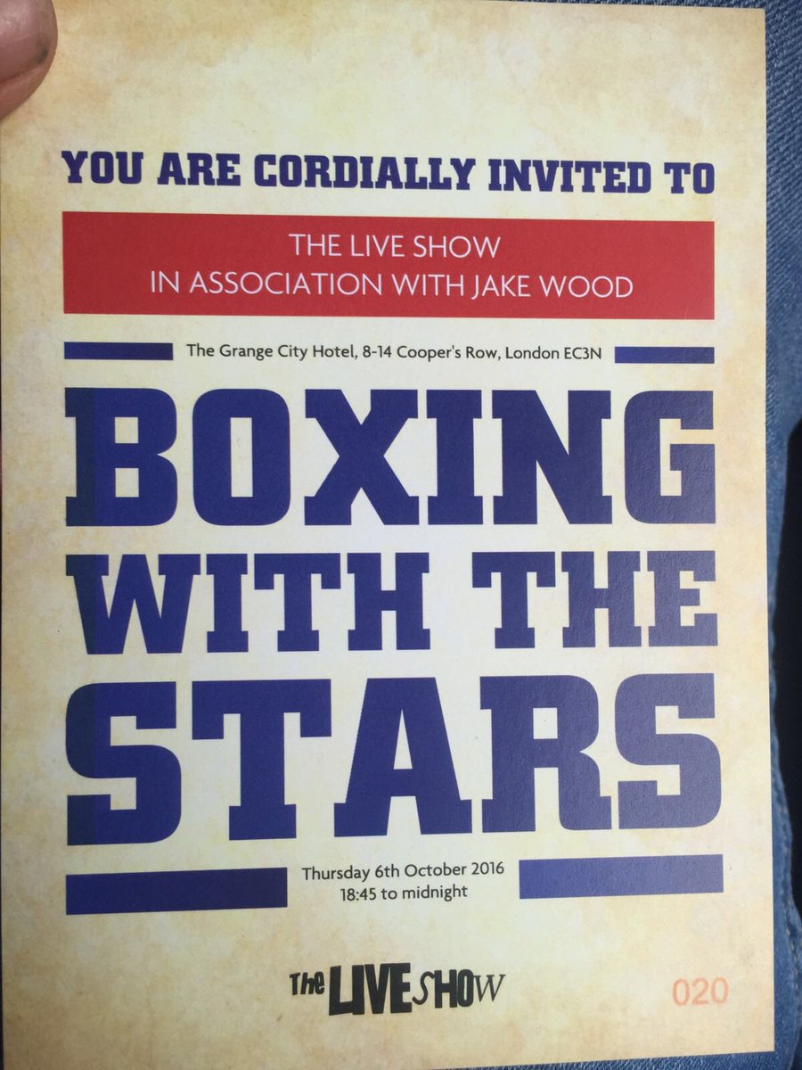 DarrenBarker82's tweet photo. 2 tables left for the Oct 6th @theliveshows in association with @mrjakedwood  

BOXING WITH THE STARS! Info @  lilytheliveshow@outlook.com https://t.co/Jn1onwkrn2