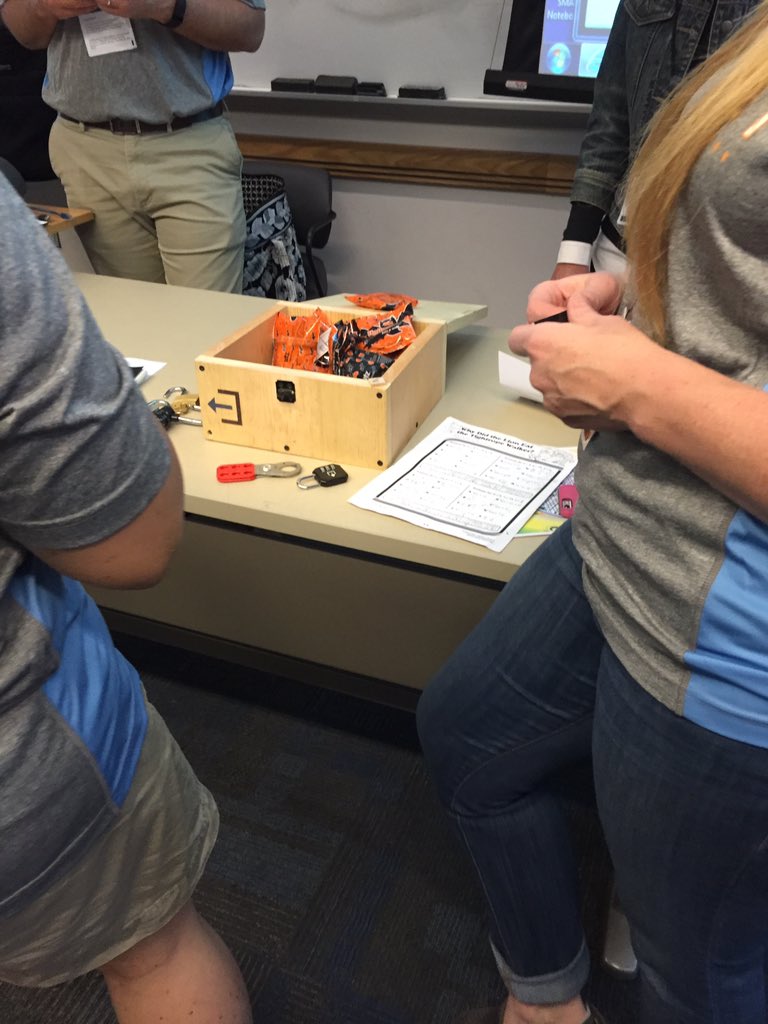 MrsMangin's tweet photo. We broke out with 2 mins to spare! #BreakoutEDU #ecet2njpa https://t.co/3cSLeSkF2T