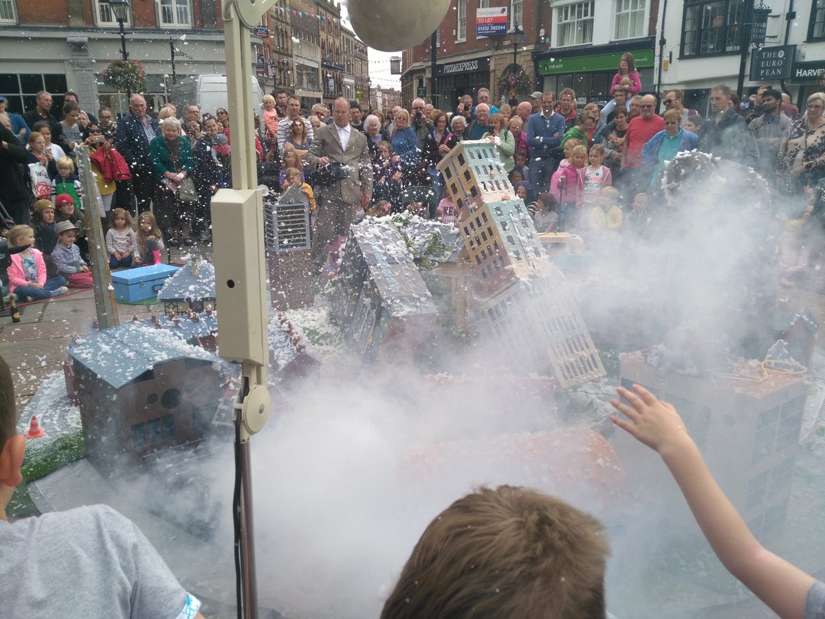 DerbyCathedral's tweet photo. Ye Gods outside #Derby #Cathedral were excellent, if a bit Old Testament! @derbyfeste https://t.co/YUQtqpwewP