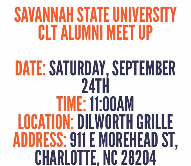 SSUAlumniCLT's tweet photo. Happening Now ...Hey SSU Tigers... It's time for our monthly meet-up. Come join us tomorrow at Dilworth Grille!!! https://t.co/imDOzhIwHO