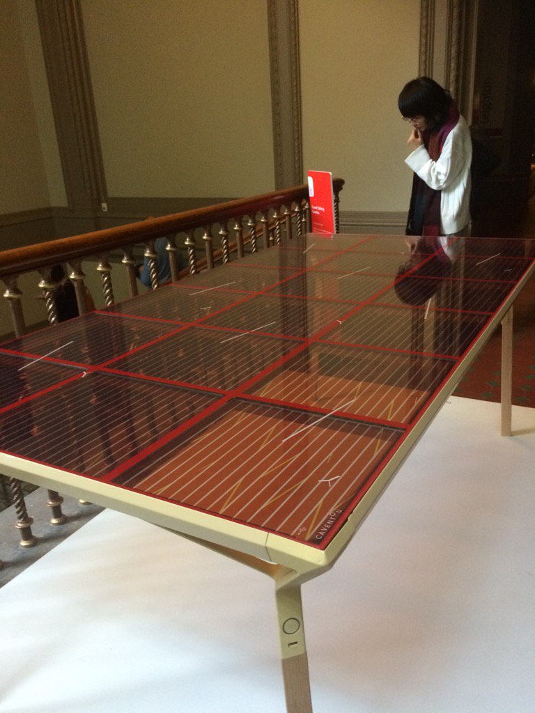 a_zeroarchitect's tweet image. Photovoltaic table in the v&amp;amp;a London design festival - complete with usb charging points...