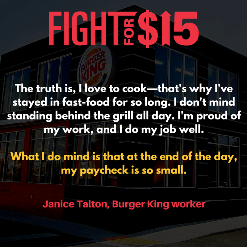 FastFoodForward's tweet photo. If you want our vote, you'll work to get $15 on our check #FightFor15 https://t.co/HT79AwbKNd