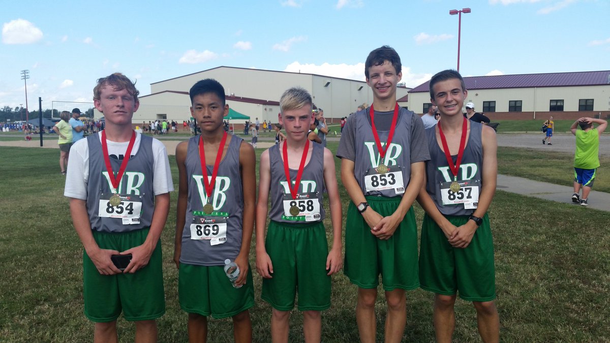 VBHSXCTRACK's tweet photo. Finishing in the top 6.... Tyler Lemley(1), Dawson Freeman(3), Cody Lowry (4), Khahn Truong(5), and Zach Hewett(6)! #runwithpurpose #vbxc https://t.co/CQxasajcYM