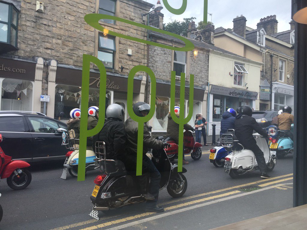 Feedclitheroe's tweet image. Great watching the mods from our window today ... Oh yeah we OPEN MONDAY!! 🍴🍴🍴see you then for great food and coffee