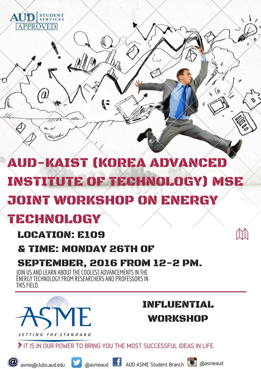 ASMEAUD's tweet photo. Our FIRST EVENT of the year: A joint WORKSHOP with Korea Advanced Instituted of Technology featuring talks on ENERGY TECHNOLOGY! #ASMEvents https://t.co/wKqvhBNYO2
