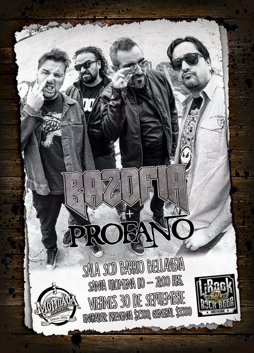 Bazofia Banda Rock (@bazofiachile) on Twitter photo Se viene! Se viene! Se vieneeeeee!!!! viernes 30 a las 21:00hrs @Profanochile y <a href="/BazofiaChile/">Bazofia Banda Rock</a> en @SCDChile Bellavista, los esperamos!!! Se viene! Se viene! Se vieneeeeee!!!! viernes 30 a las 21:00hrs @Profanochile y <a href="/BazofiaChile/">Bazofia Banda Rock</a> en @SCDChile Bellavista, los esperamos!!!