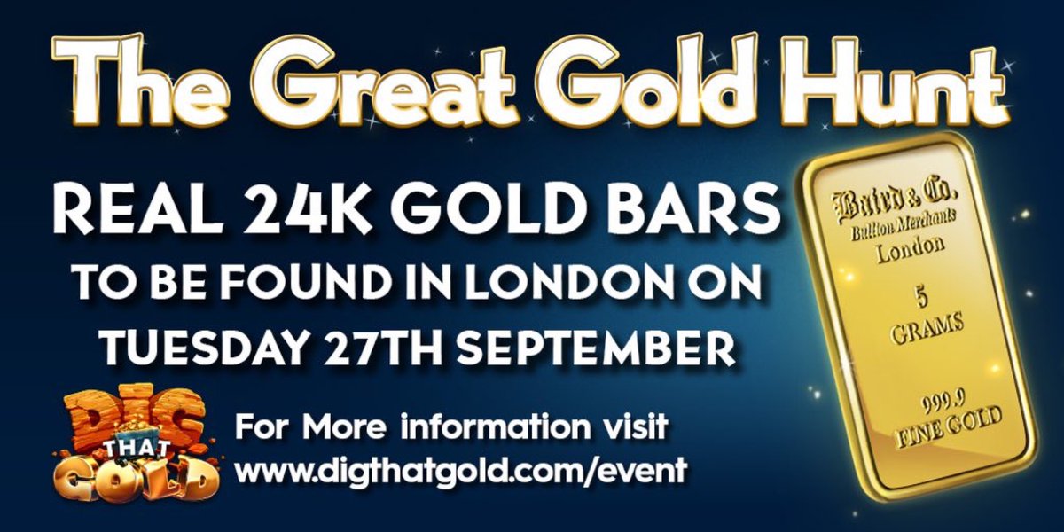 Something big is coming to London as we bring you the #GreatGoldHunt! Real 24k Gold Bars to be found in London! Follow us for news and clues