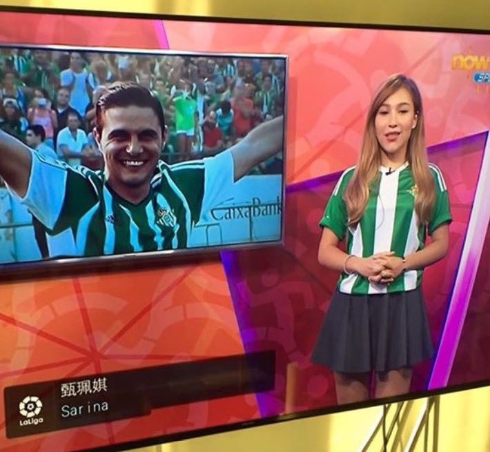 RealBetis's tweet photo. ¡El @RealBetis expande su marca en Asia! 🌏 Contamos con una nueva bética, presentadora de Now Sports, broadcaster de @LaLiga en Hong Kong 😜 https://t.co/8y2o2deWwJ