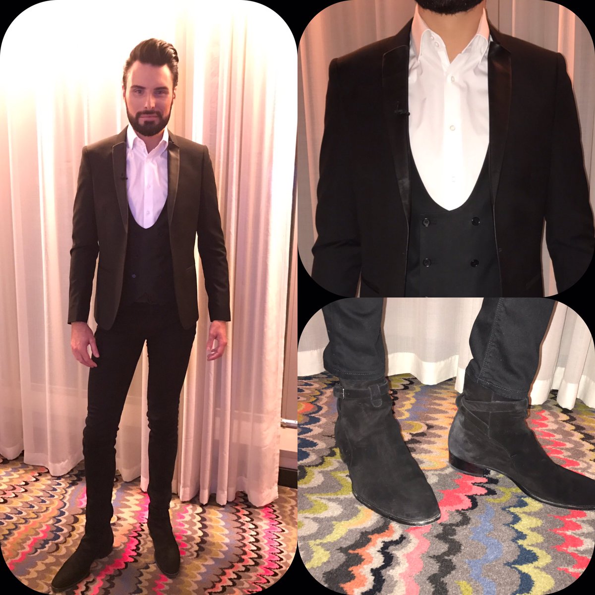 RylanStyle's tweet image. . @rylan wears blazer @The_Kooples shirt @REISS belt @gucci jeans @riverisland boots @YSL #XtraFactorLive