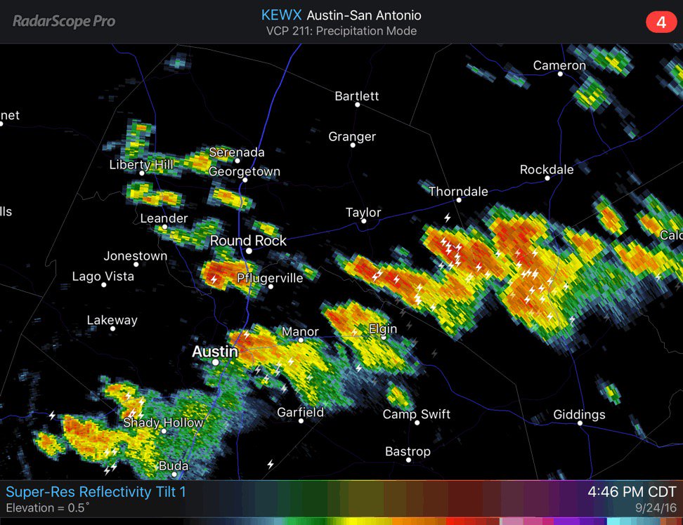4:46 PM CDT Brief heavy rain, wind gusts to 40 MPH & occasional lightning moving across Williamson county. txwx