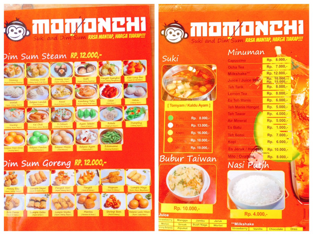 Daftar menu di Momonchi Suki and Dim Sum. Yukkkk harganya bersahabat banget guys