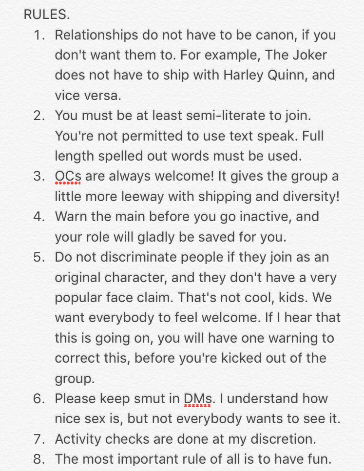 AfterGothamRPG's tweet photo. These are the rules of the group! https://t.co/HPhSmLqFcL