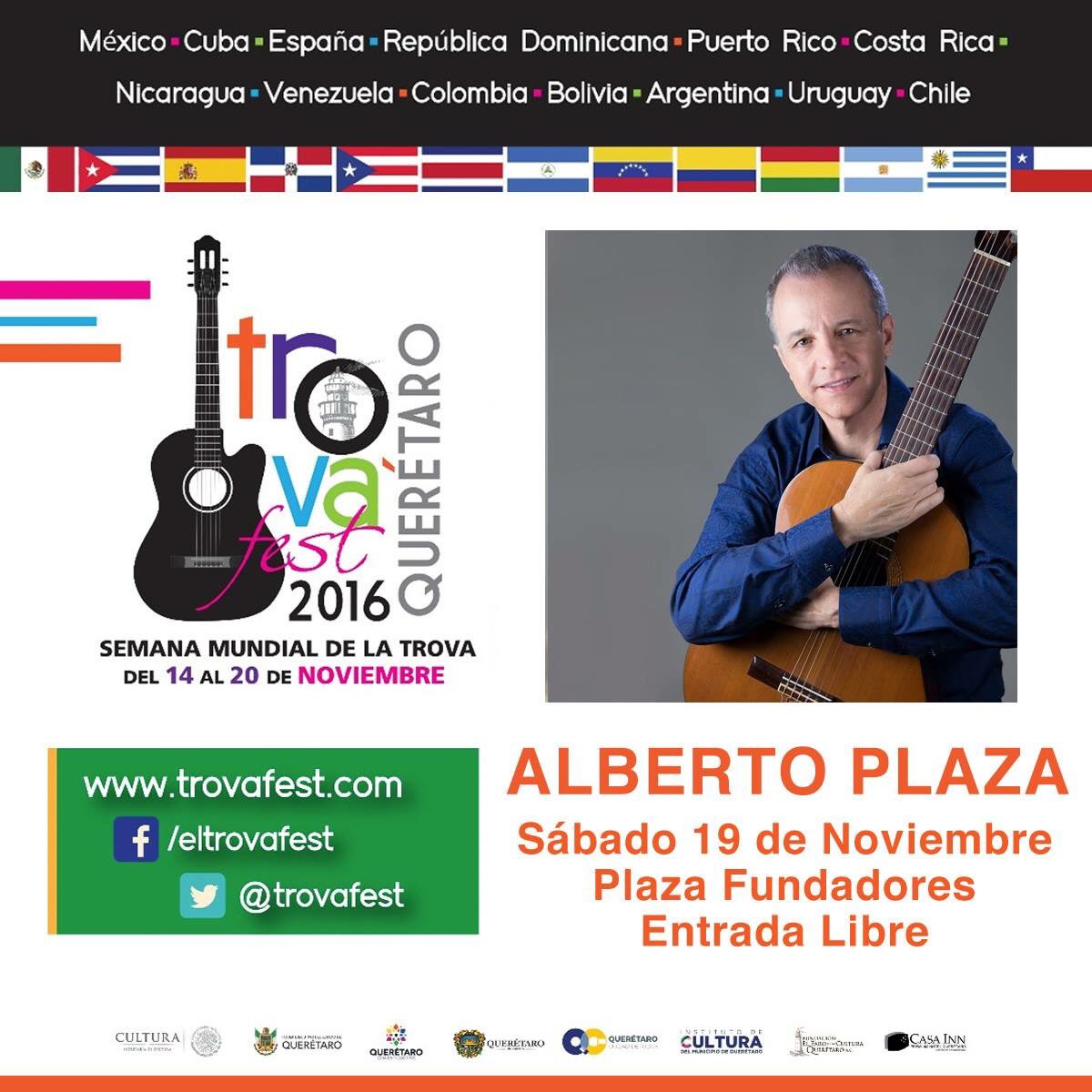 trovafest's tweet photo. Sábado 19 de Noviembre @albertoplaza en el #trovafest2016 https://t.co/xm9v9gDDAT