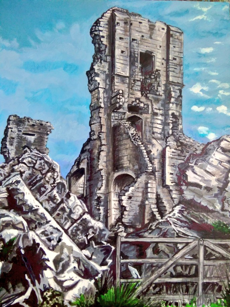 keith_wild's tweet image. Drawing of Corfe castle ruins in dorset