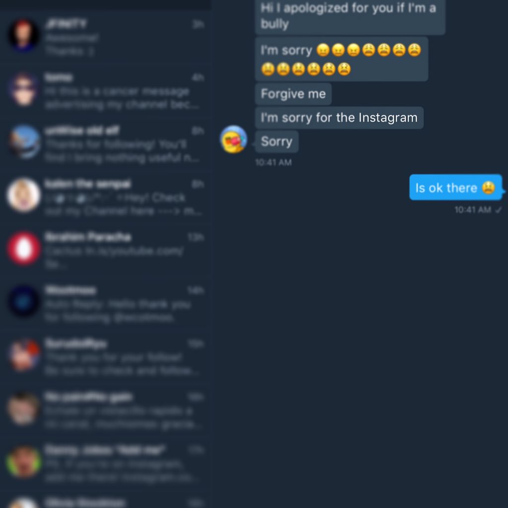 CornInMyFace's tweet image. HE IS APOLOGIZED ME! Cause his work he bully me