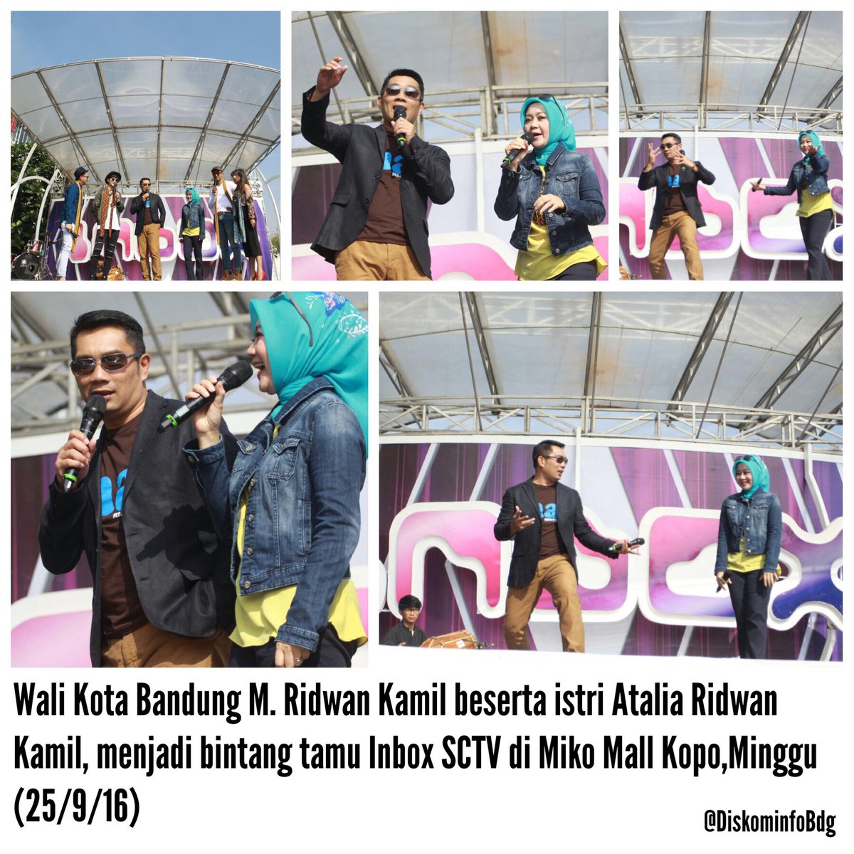 Wali Kota Bandung <a href="/ridwankamil/">Ridwan Kamil</a> beserta istri <a href="/ata_lia/">Atalia Praratya</a> , menjadi bintang tamu Inbox SCTV di Miko Mall Kopo,Minggu (25/9/16)