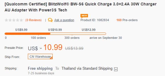 agogohome's tweet image. NEW! #BlitzWolf® #BWS6 Quick Charge 3.0+2.4A 30W #USBCharger with Power3S Tech
$10.99
Details and purchase HERE: goo.gl/qQ1K2d