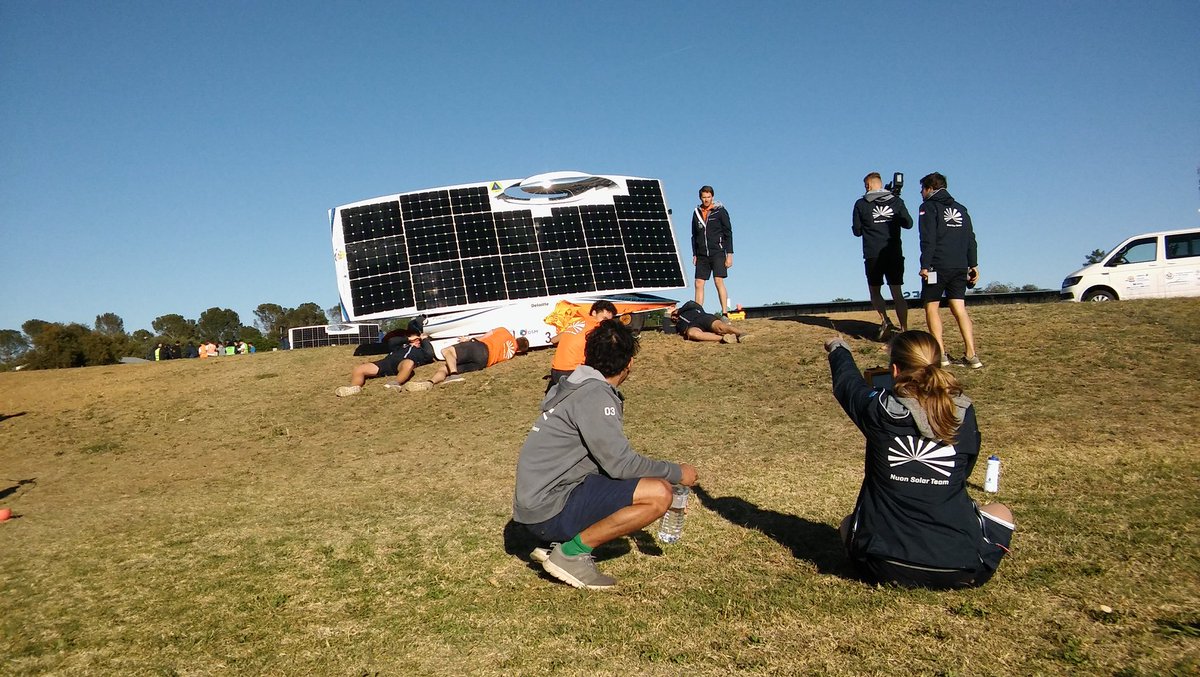 Day 2 of the <a href="/solar_challenge/">SasolSolarChallenge</a> has started!:) Charging solarcar Nuna in the african sun. #goodmorning #letsgo #readytorace <a href="/NuonSolarTeam/">Nuon Solar Team</a>