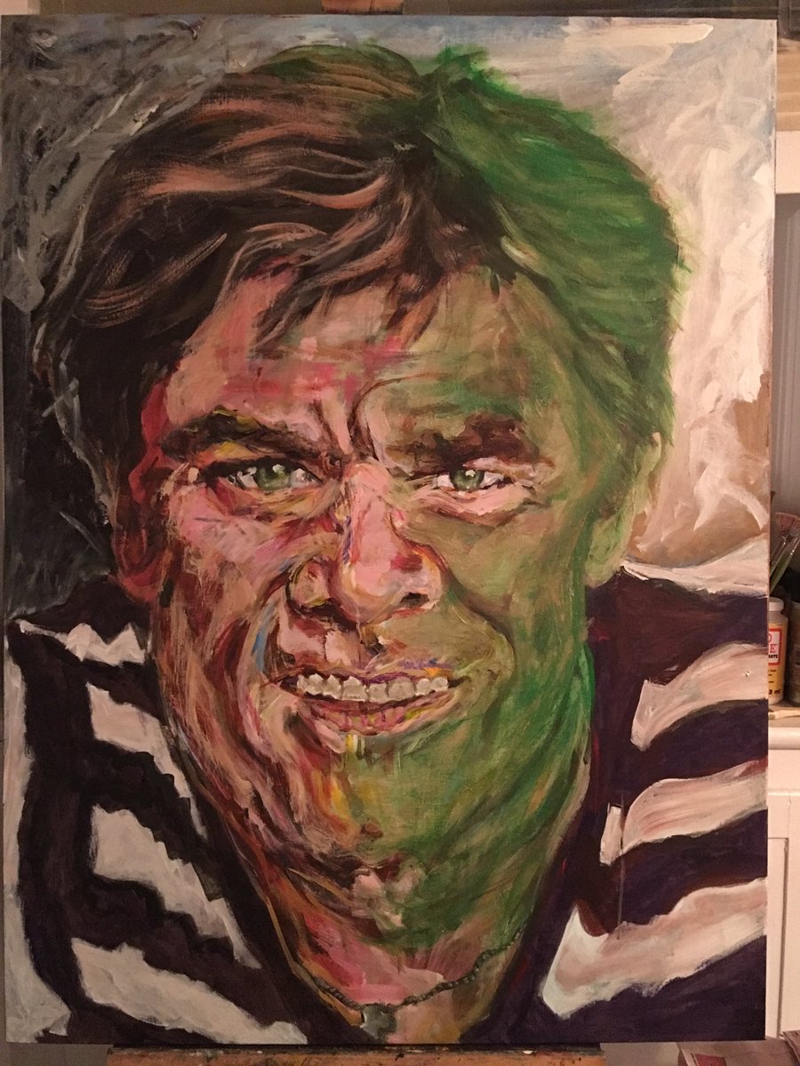 Paulyx0x's tweet photo. In progress.. 30x40". Acrylic on canvas. Abstract portrait of Mr. Phil Plant. https://t.co/bFxc6KjOYL. https://t.co/ogMt4rjPyu