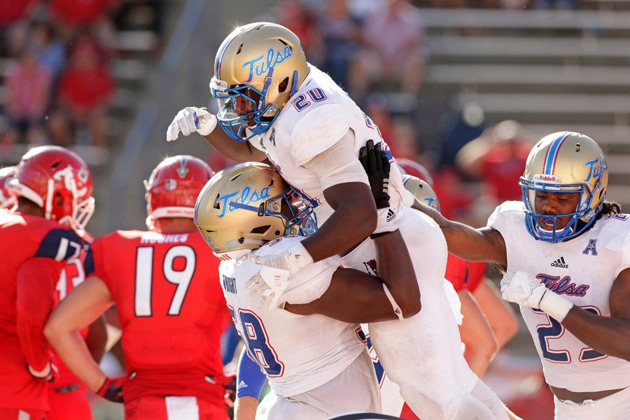 TulsaFootball's tweet photo. #TulsaFB numbers in comeback win: 617 yds is 4th 600+ game &amp; 40+ pts is 10th time in 2 years under Coach Montgomery. https://t.co/xmcb3ostpU