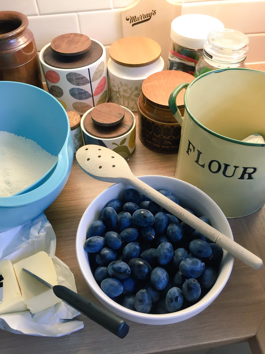 LoveFilmNews's tweet photo. From the garden today ... @NigelSlater 's Damson Almond Crumble... on its way! @thisisherberts https://t.co/6I2Xllv4je