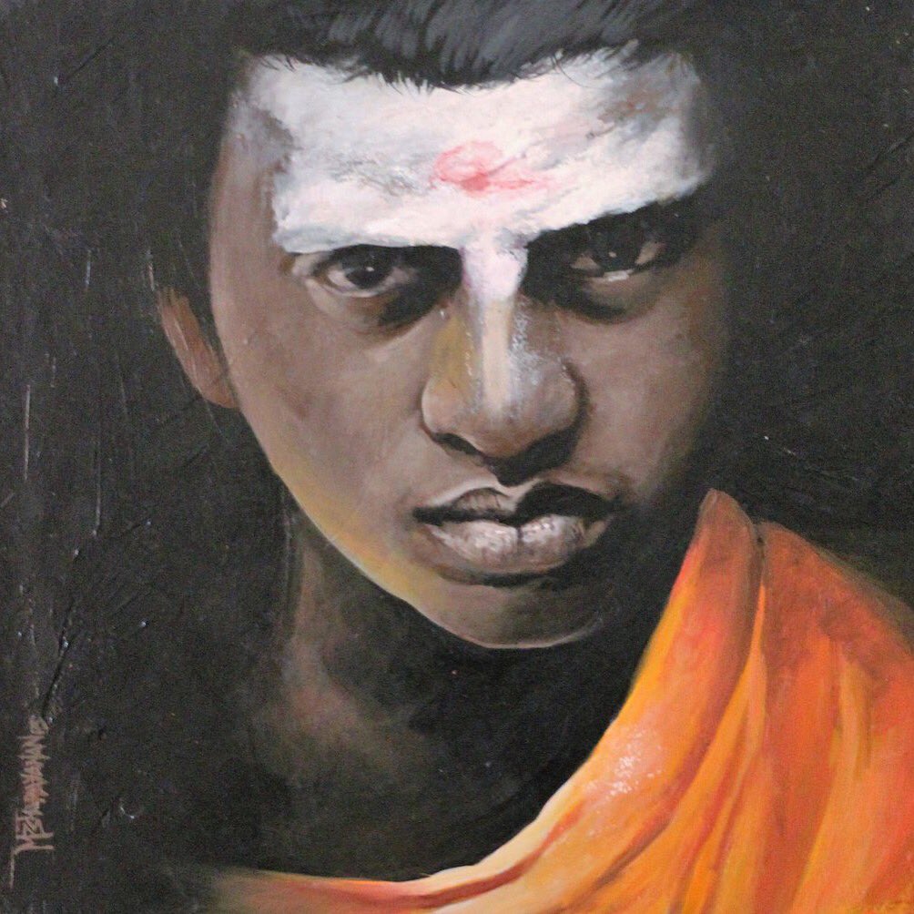acrylsuk's tweet photo. An intriguing portrait of a South Indian religious boy brought to life by its deep shadows. #art #indianart #PortraitArt https://t.co/ClY8sqd5Bv