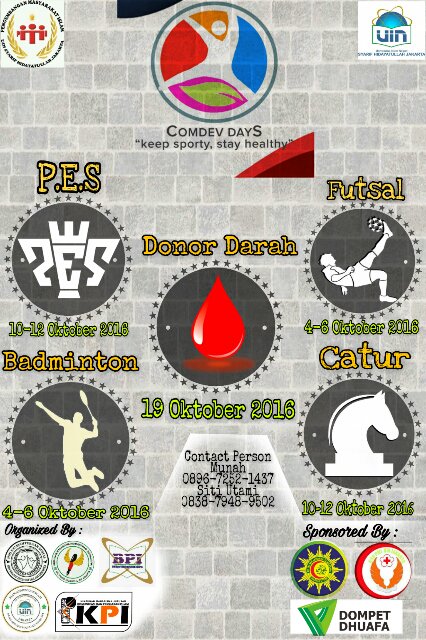 Keluarga besar HMJ PMI UIN Jakarta mempersembahkan "COMMUNITY DEVELOPMENT DAYS"
Yuk mari bergabung semua.
#AksiNyata