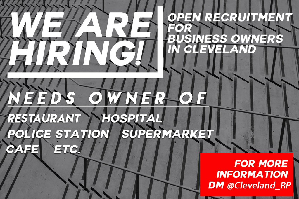 Cleveland_RP's tweet image. 〈 WE ARE HIRING NOW! 〉

Kami membuka slot untuk yang ingin membuka usaha! Lebih lanjut, bisa hubungi Base dengan via DM! :)